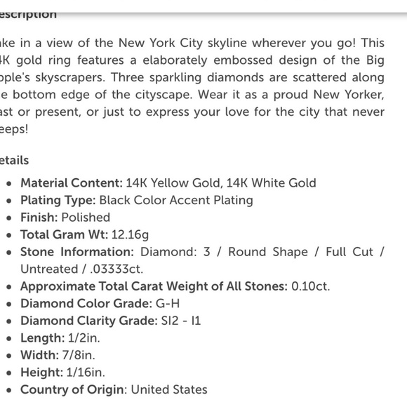 SONIA BITTON NEW YORK SKYLINE RING 14K W/3 DIAMONDS WHITE GOLD WIDE BAND SIZE 7 - Picture 9 of 11